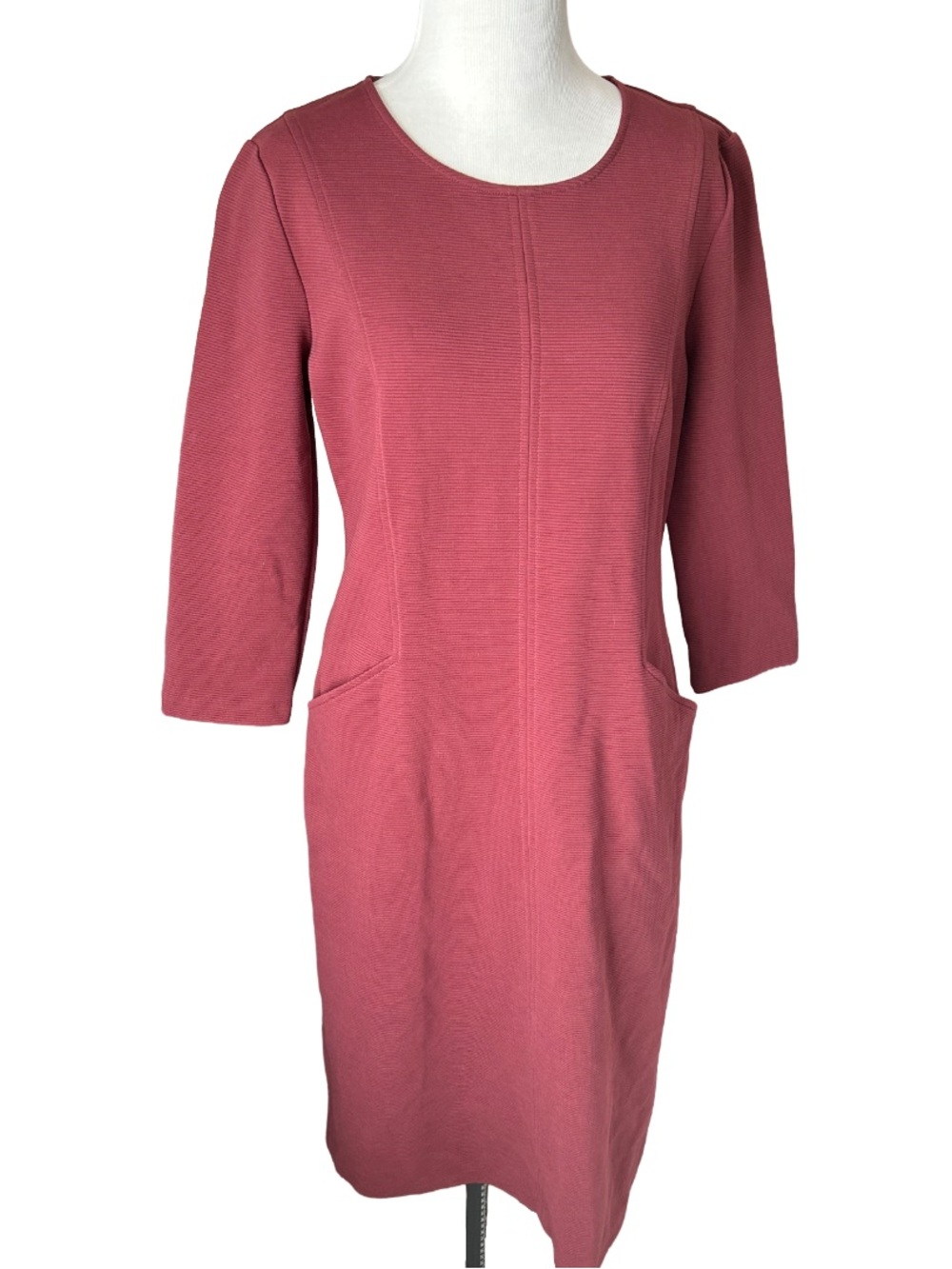 Boden Jasmine Ottoman knee length 3/4 sleeve dress in berry